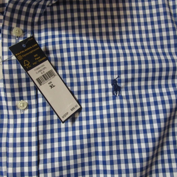 Ralph Lauren Performance Men's Shirt Long Sleeve Button Down Blue Check XL - Picture 5 of 9
